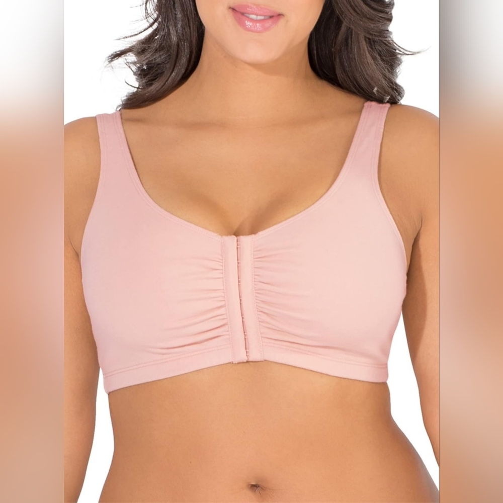Women's Fruit of the Loom Front Closure Builtup Sports Bra Blushing Rose Size 34